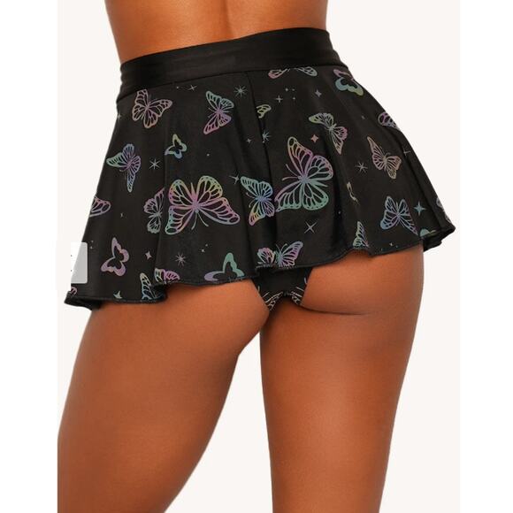 iHeartRaves Women's Black Lucid Flight Rainbow Reflective Skirt Size M - Picture 2 of 11